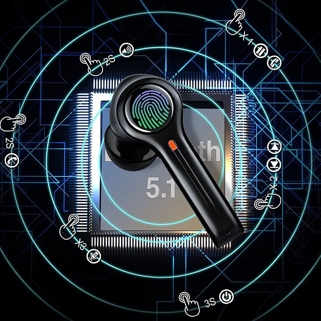 TWS Bluetooth Earphones Fingerprint Touch