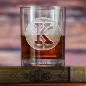 Typewriter Font Monogram Engraved Whiskey Glass