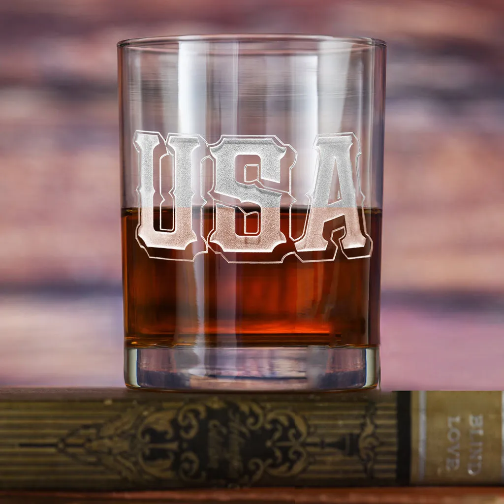USA Pride Whiskey Rocks Glass