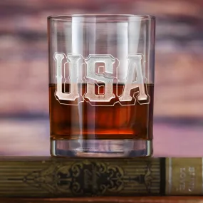 USA Pride Whiskey Rocks Glass