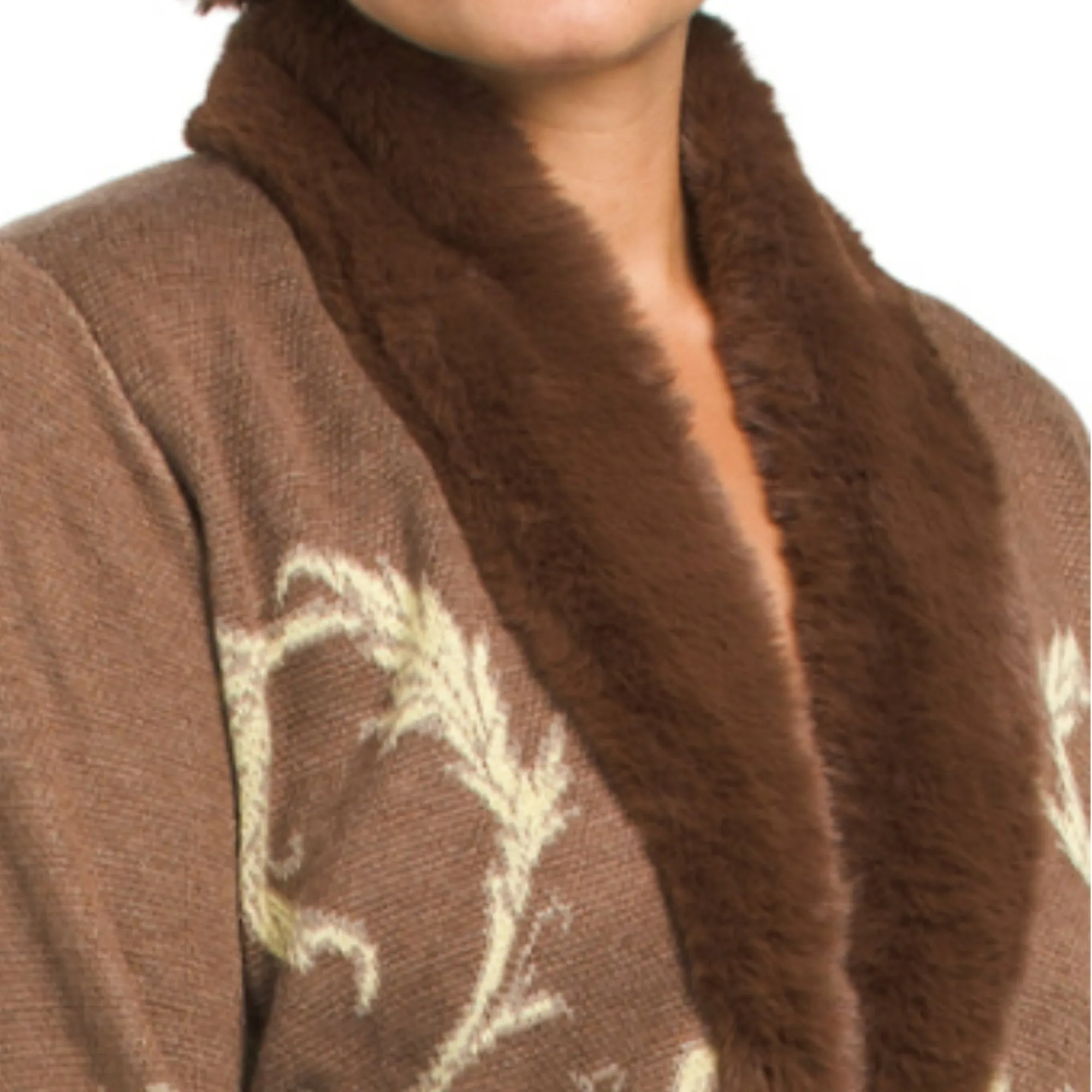 Vertigo Paris Women's Ornate Sunflower Intersia Button Front Knit Duster Coat