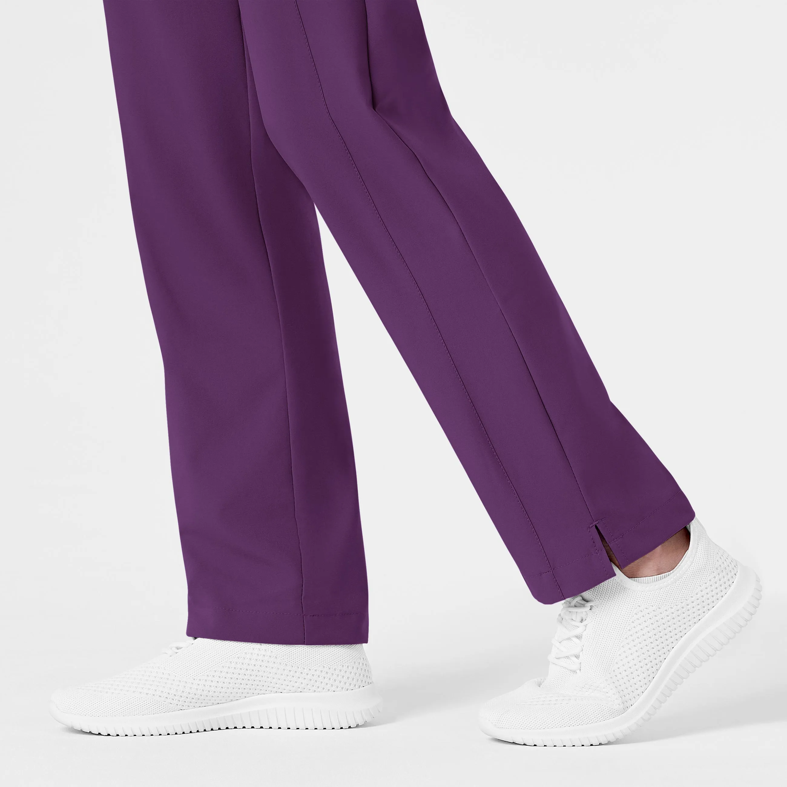 W123 Women's Flat Front Cargo Scrub Pant - Eggplant
