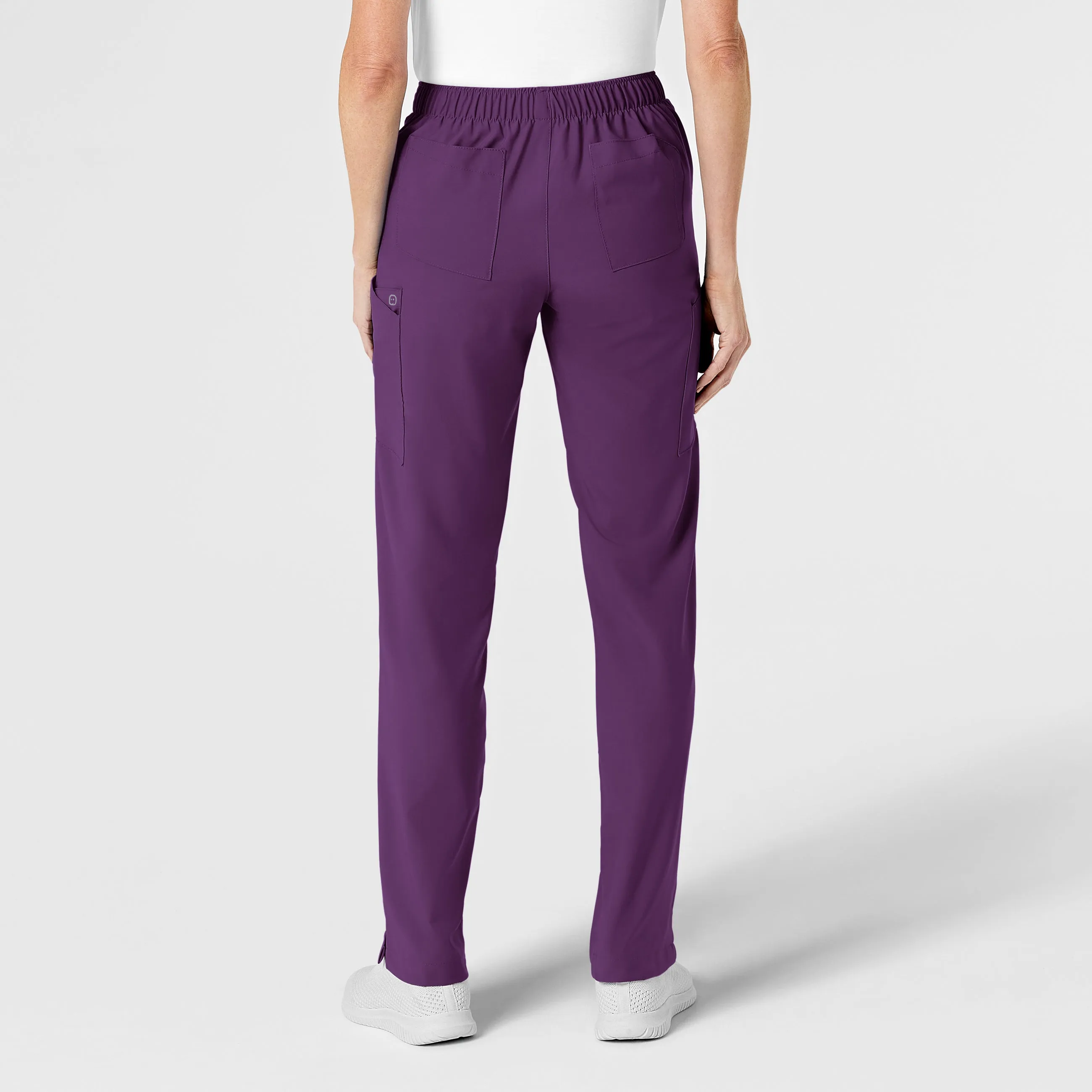 W123 Women's Flat Front Cargo Scrub Pant - Eggplant