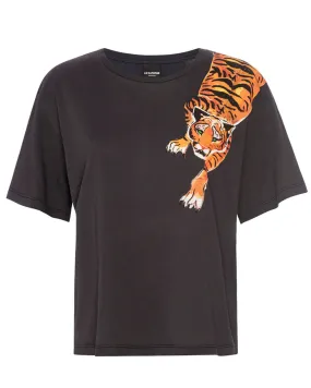 Washed Black Scratching Tiger Tee