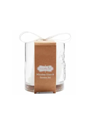 Whiskey Glass & Stones Set with Side Deer Design