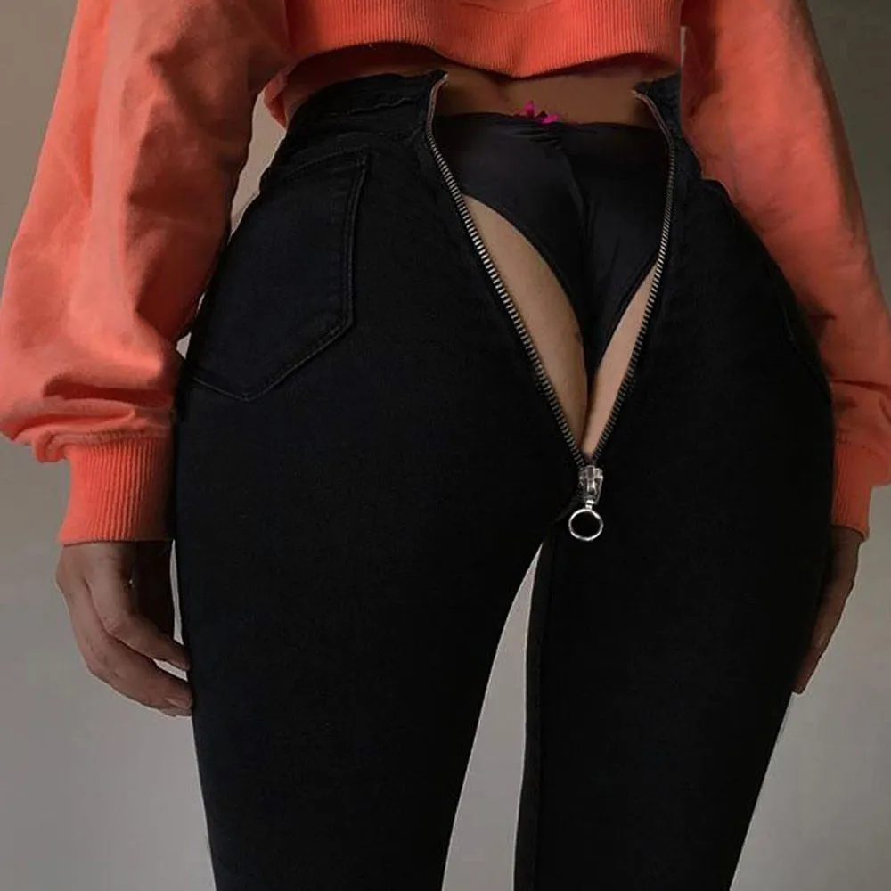 Women High Waist Sexy Back Zipper Pencil Stretch Denim Jeans
