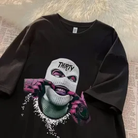 Y2K West Coast Gangster Print T-Shirt